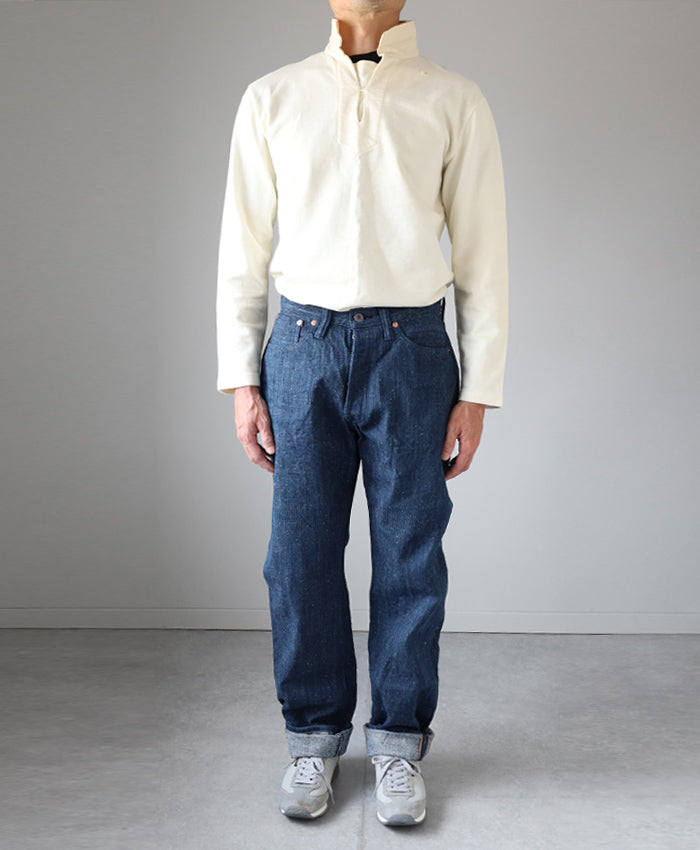 graphzero (グラフゼロ) 13オンス 天然染め ネップデニム ストレートジーンズ 藍染め メンズ ワンウォッシュ [GZ-NPST-AI]