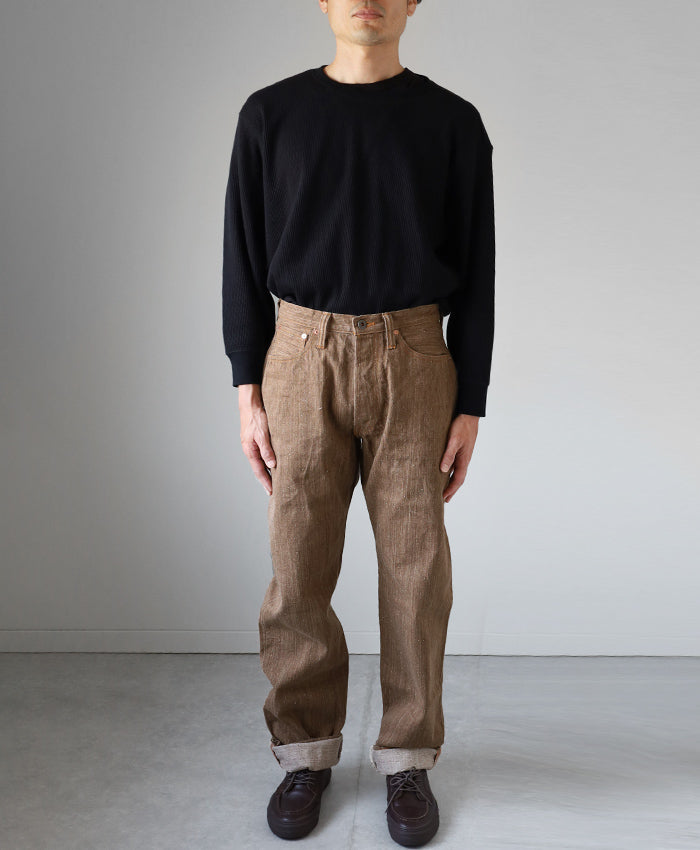 graphzero 13oz Naturally Dyed Nep Denim Straight Jeans Persimmon Dyed Men's One Wash [GZ-NPST-KAKI] Okayama Kurashiki Kojima Jeans Denim Brand