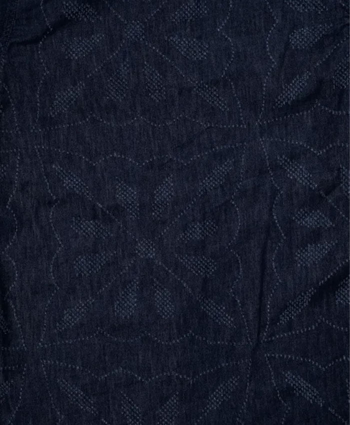 graphzero Officer Shirt Long Sleeve 8oz Denim Wall Cut Embroidery Fireworks Pattern Indigo One Wash [GZ-OFSL-HN] Okayama Kurashiki Kojima Jeans Denim Brand