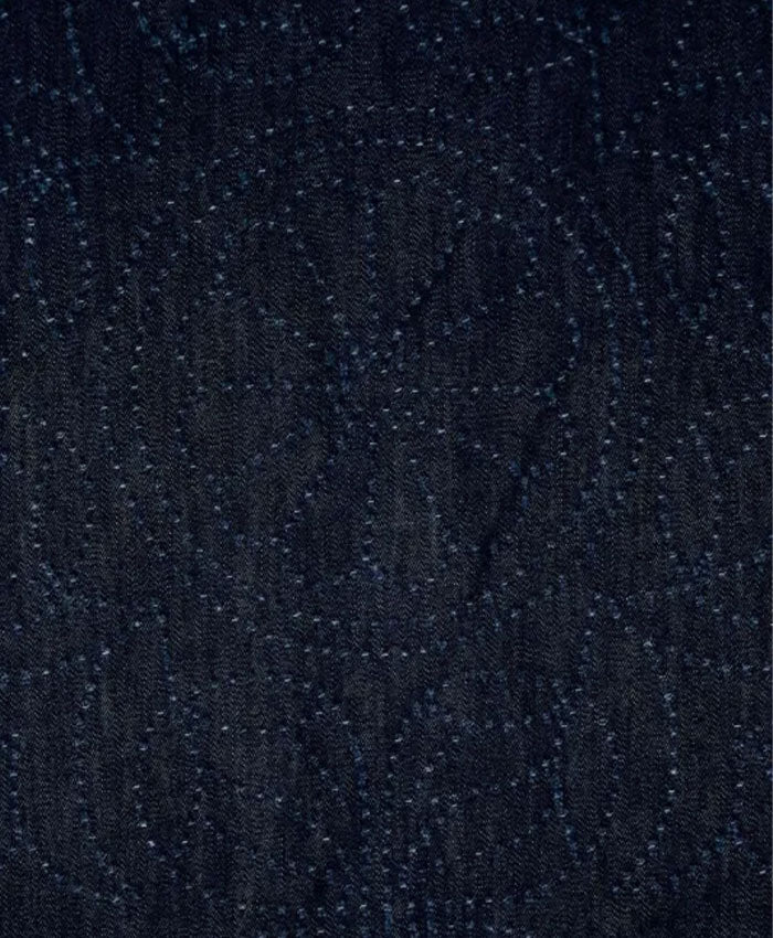 graphzero(グラフゼロ) オフィサーシャツ 長袖 8ozデニム ワラカット刺繍 草花柄 インディゴ ワンウォッシュ [GZ-OFSL-LF] 岡山 倉敷 児島 ジーンズ デニム ブランド