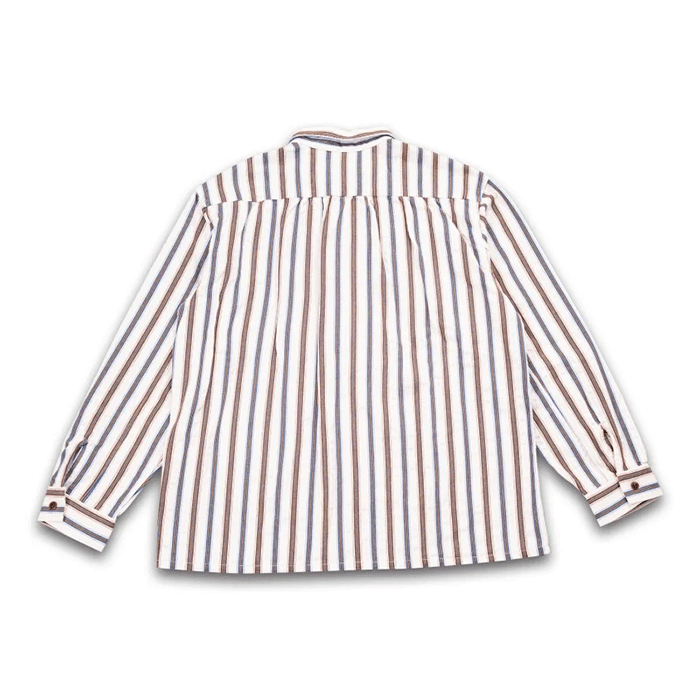 graphzero Pleated Long Sleeve Shirt White x Blue Stripe Men's Women's Unisex [GZ-PLSHL-0609-BLU] Okayama Kurashiki Kojima Jeans Denim Brand