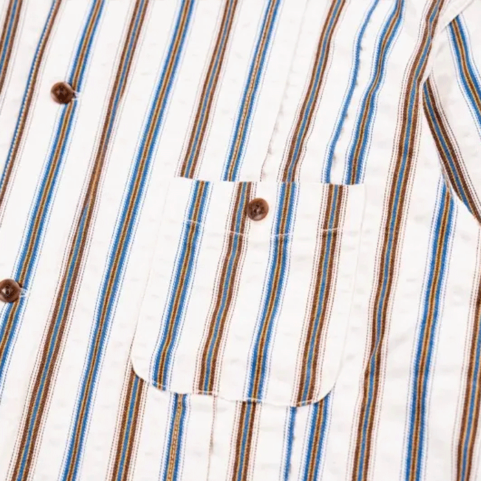 graphzero Pleated Long Sleeve Shirt White x Blue Stripe Men's Women's Unisex [GZ-PLSHL-0609-BLU] Okayama Kurashiki Kojima Jeans Denim Brand