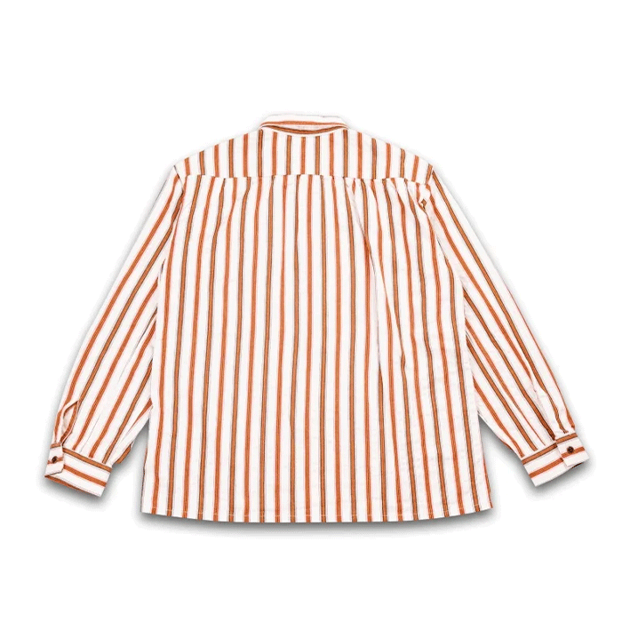 graphzero (グラフゼロ)  プリーツ 長袖シャツ ホワイト×オレンジストライプ メンズ レディース 男女兼用 [GZ-PLSHL-0609-ORG] 岡山 倉敷 児島 ジーンズ デニム ブランド