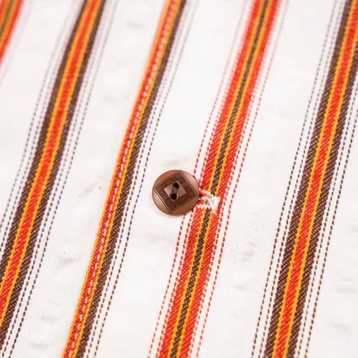 graphzero Pleated Long Sleeve Shirt White x Orange Stripe Men's Women's Unisex [GZ-PLSHL-0609-ORG] Okayama Kurashiki Kojima Jeans Denim Brand