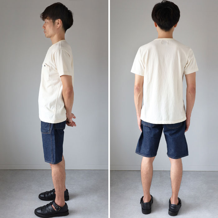 graphzero Henley neck T-shirt off-white short sleeve blue tab, men's women's unisex [GZ-PTH] Okayama Kurashiki Kojima jeans denim brand