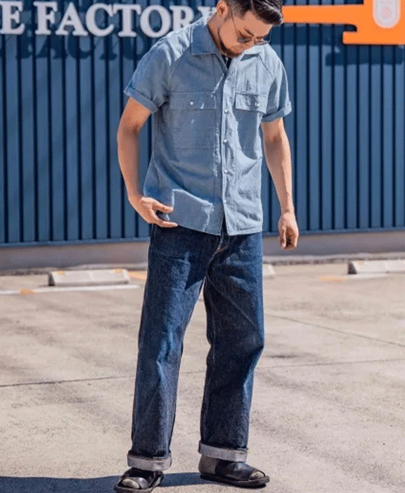 graphzero Raglan Sleeve Shirt Light Indigo Short Sleeve Men's Women's Unisex [GZ-RGSLS-0607-L-ID] Okayama Kurashiki Kojima Jeans Denim Brand