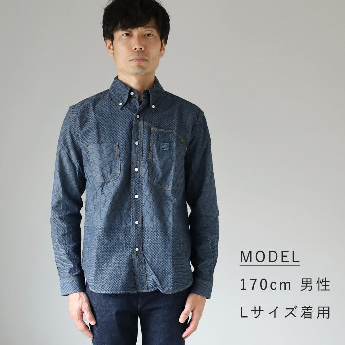 graphzero (グラフゼロ) スタンダード ボタンダウン 長袖シャツ 刺子