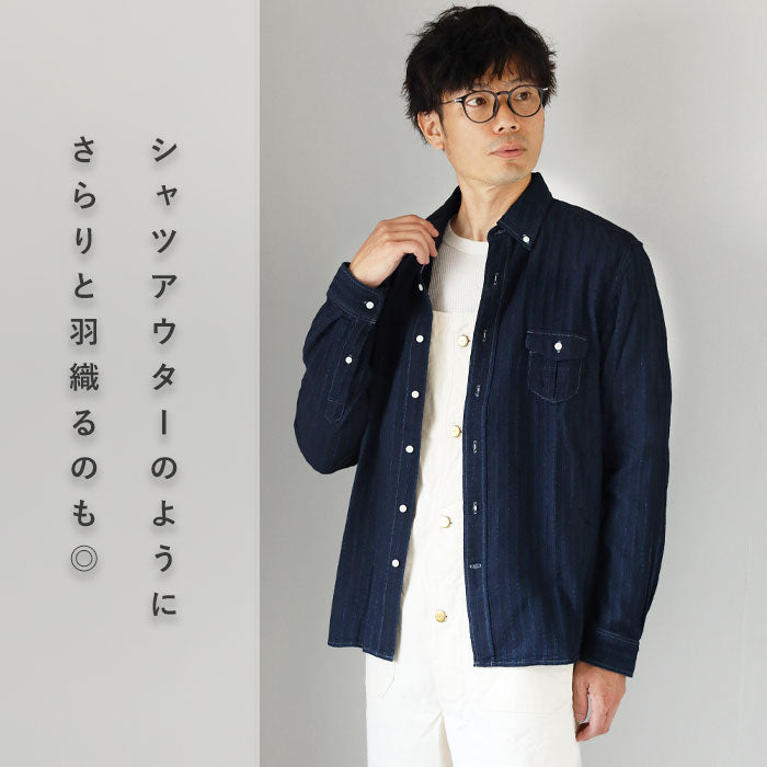 【2色】graphzero (グラフゼロ) スタンダード ボタンダウン 長袖シャツ セルビッチジャガード生地 ストライプ メンズ レディース [GZ-SDBDL-0111]