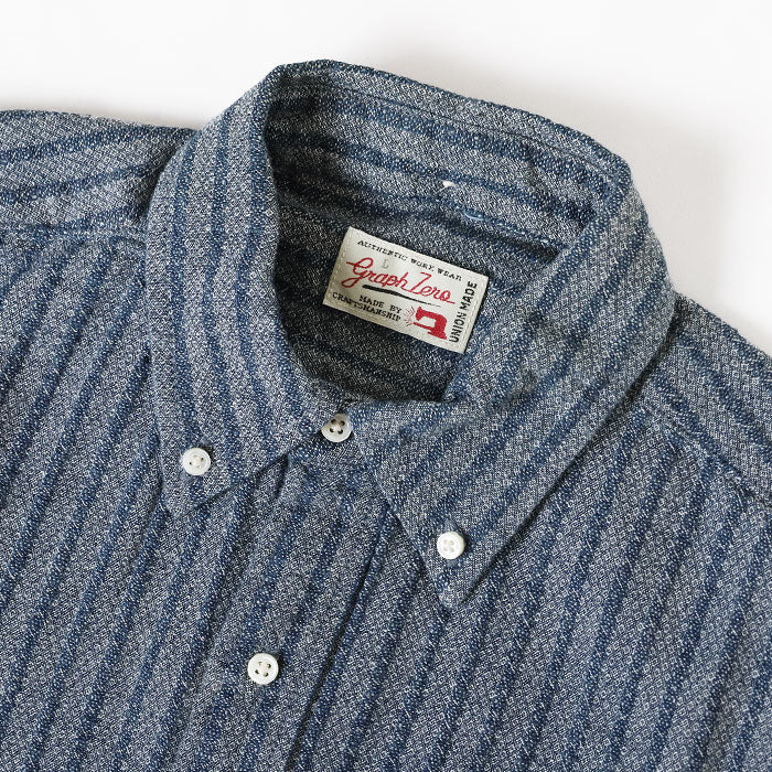 【2色】graphzero (グラフゼロ) スタンダード ボタンダウン 長袖シャツ セルビッチジャガード生地 ストライプ メンズ レディース [GZ-SDBDL-0111]