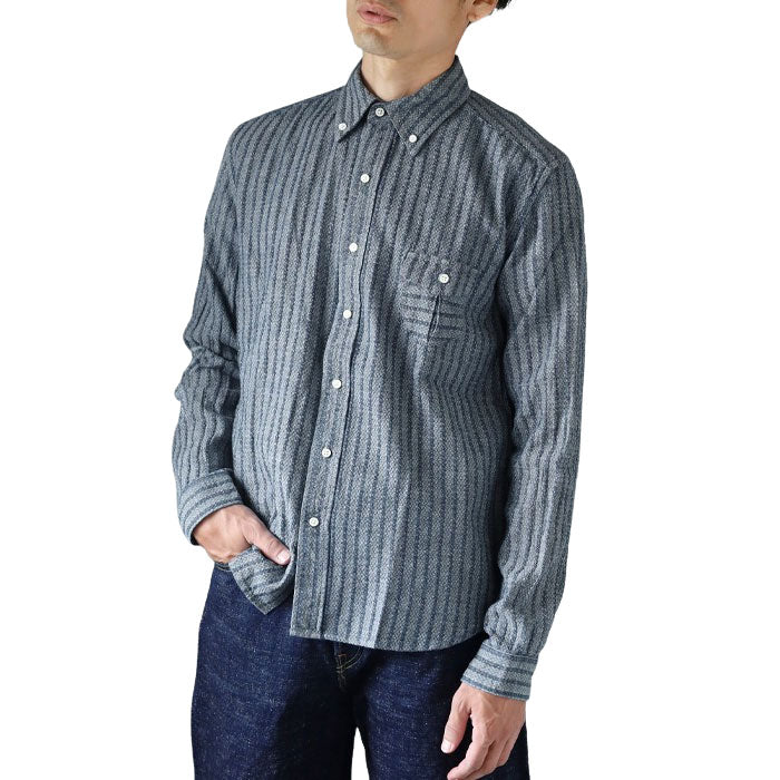 【2色】graphzero (グラフゼロ) スタンダード ボタンダウン 長袖シャツ セルビッチジャガード生地 ストライプ メンズ レディース [GZ-SDBDL-0111]