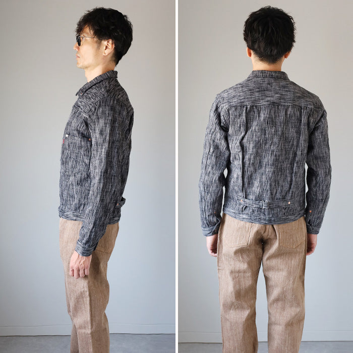 graphzero 1st World War Model Denim Jacket 15oz Yarn-dyed Selvedge Denim Black Grey Men's Women's Unisex [GZ-SKGJ1ST-BKGY]