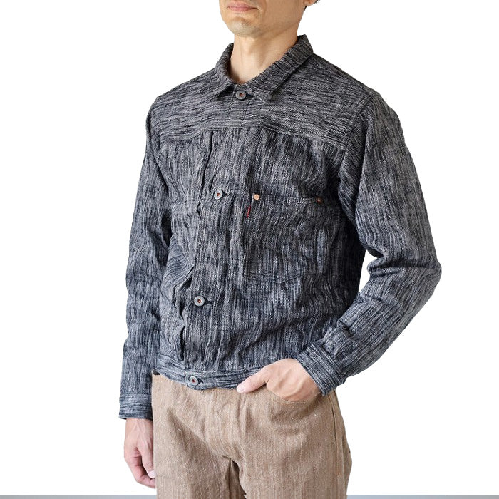 graphzero 1st World War Model Denim Jacket 15oz Yarn-dyed Selvedge Denim Black Grey Men's Women's Unisex [GZ-SKGJ1ST-BKGY]