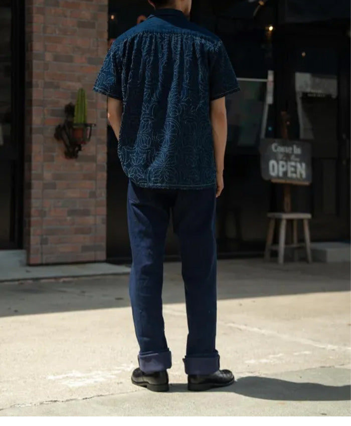 graphzero 13oz Sashiko Loose Straight Jeans Indigo One Wash [GZ-SKLST-ID] Okayama Kurashiki Kojima Jeans Denim Brand