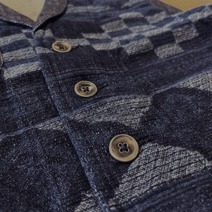 graphzero(グラフゼロ) ショールカラーベスト ネイティブ柄 ブルー メンズ レディース 男女兼用 [GZ-SLVT-0512BL]