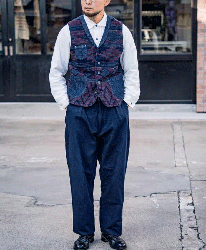 graphzero (Graph Zero) Shawl Collar Vest Native Pattern Red Men's Women's Unisex [GZ-SLVT-0512RED]