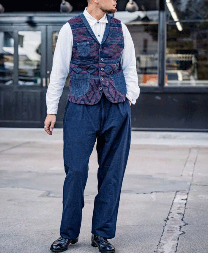 graphzero (Graph Zero) Shawl Collar Vest Native Pattern Red Men's Women's Unisex [GZ-SLVT-0512RED]