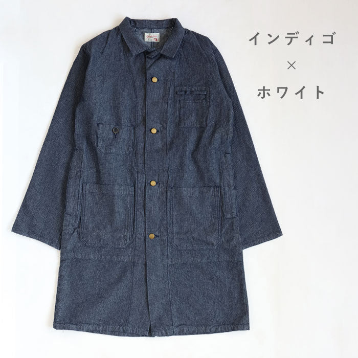 Graphzero 10oz Basket Weave Denim Sewing Coat (2 Colors) for Men and Women [GZ-SMCT-0112] Available in Okayama, Kurashiki, and Kojima. Jeans, Denim, and Outerwear.