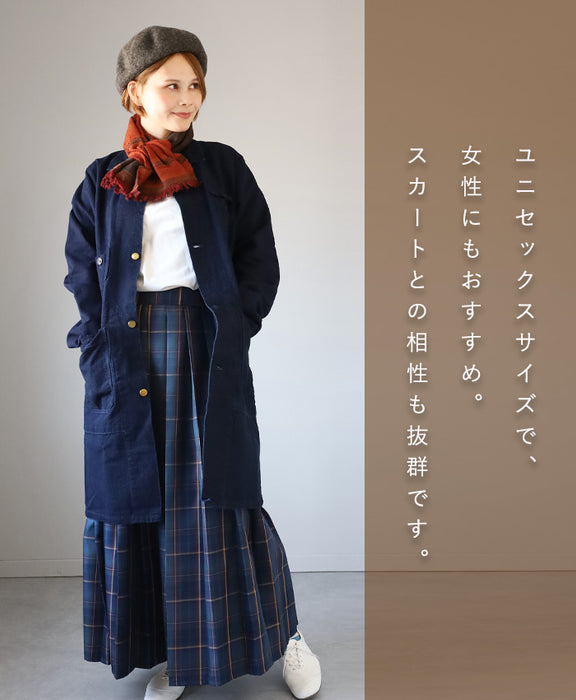 Graphzero 10oz Basket Weave Denim Sewing Coat (2 Colors) for Men and Women [GZ-SMCT-0112] Available in Okayama, Kurashiki, and Kojima. Jeans, Denim, and Outerwear.