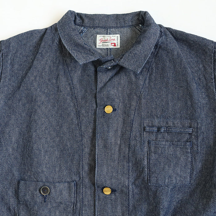Graphzero 10oz Basket Weave Denim Sewing Coat (2 Colors) for Men and Women [GZ-SMCT-0112] Available in Okayama, Kurashiki, and Kojima. Jeans, Denim, and Outerwear.