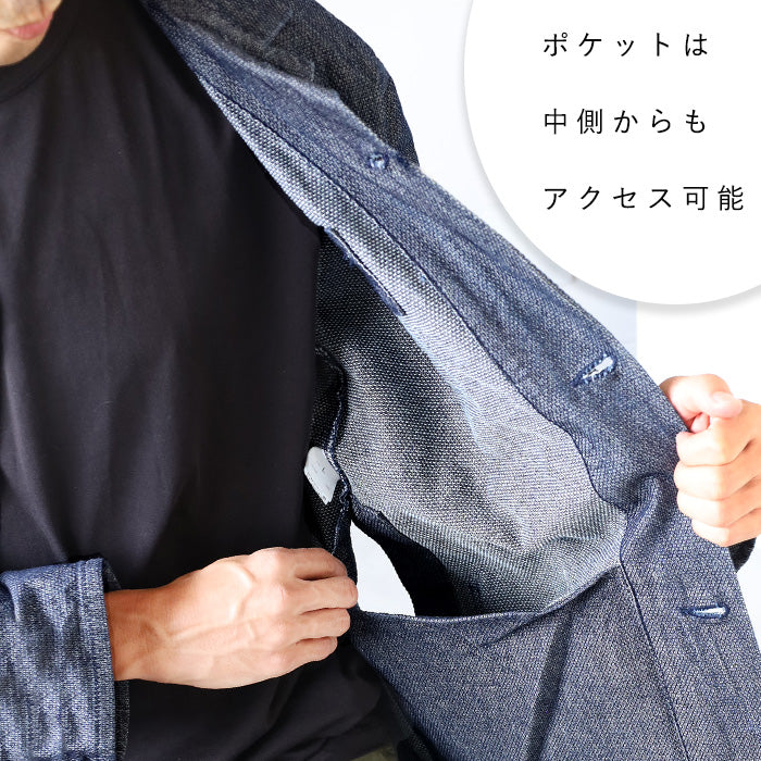 Graphzero 10oz Basket Weave Denim Sewing Coat (2 Colors) for Men and Women [GZ-SMCT-0112] Available in Okayama, Kurashiki, and Kojima. Jeans, Denim, and Outerwear.