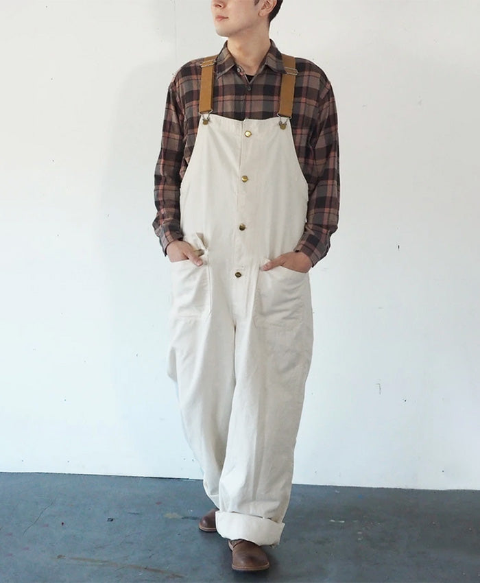 graphzero(グラフゼロ) デッキビブ オーバーオール ホワイト 生成り デニム 12オンス セルビッチ メンズ レディース [GZ-USNOA-0406-WH]