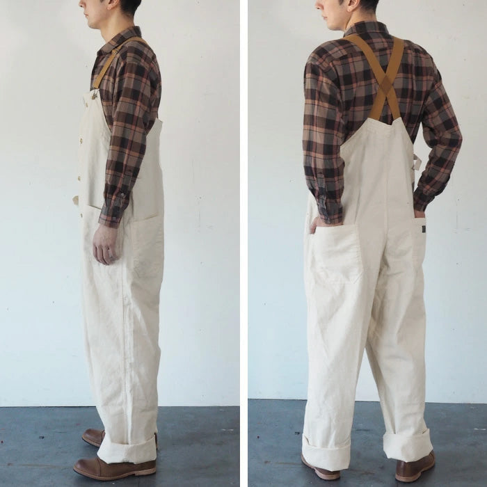 graphzero(グラフゼロ) デッキビブ オーバーオール ホワイト 生成り デニム 12オンス セルビッチ メンズ レディース [GZ-USNOA-0406-WH]