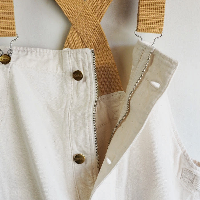 graphzero(グラフゼロ) デッキビブ オーバーオール ホワイト 生成り デニム 12オンス セルビッチ メンズ レディース [GZ-USNOA-0406-WH]