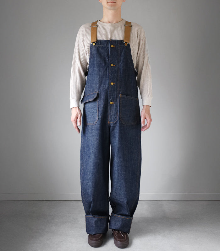 graphzero Deck Bib Overalls 10oz Denim Indigo Chambray One Wash