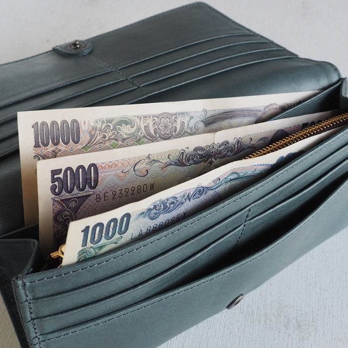 glart Stained Glass Antique Door Long Wallet, Navy, Women's [H0202-NV], Real Glass, Genuine Leather Wallet, Leather Accessories, Brand Name Long Wallet, Leather, Cowhide Leather, Cover, Made in Japan 