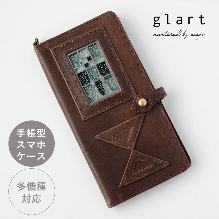 glart Multi-Facelift Smartphone Case, Large, Stained Glass, Antique Door, Monochrome, Women's [H0209-MO]