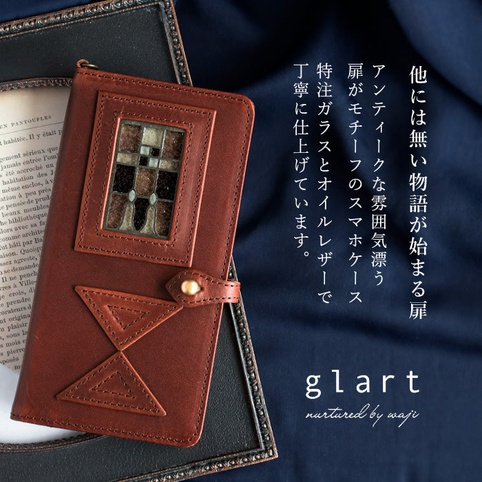 glart Multi-Facelift Smartphone Case, Large, Stained Glass Antique Door, Sepia, Women's [H0209-SEP]