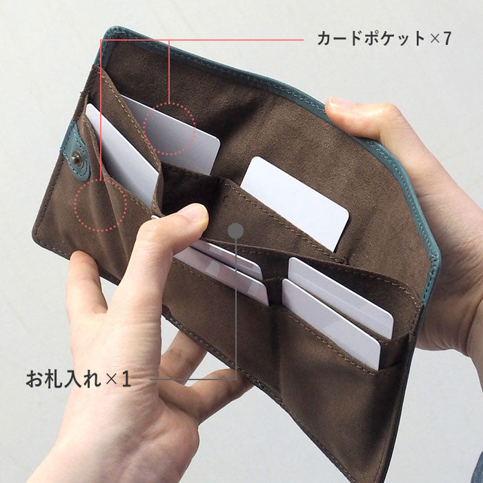 glart Stained Glass Antique Door Trifold Wallet, Navy, Women's [H0212-NV]. Real Glass, Genuine Leather Wallet, Leather Accessories, Brand Name Trifold Wallet, Compact Mini Purse, Leather 