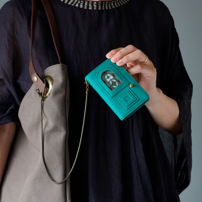 glart(グラート) パスケース ステンドグラス アンティークドア アノネイ アンタレスレザー レディース [H0213] リアルガラス 本革 革財布 革小物 ブランド