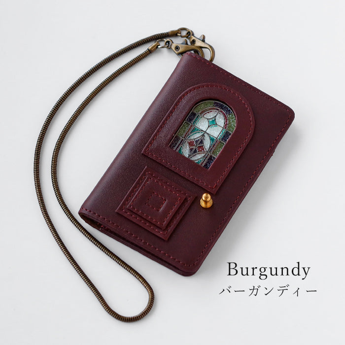 glart(グラート) パスケース ステンドグラス アンティークドア アノネイ アンタレスレザー レディース [H0213] リアルガラス 本革 革財布 革小物 ブランド