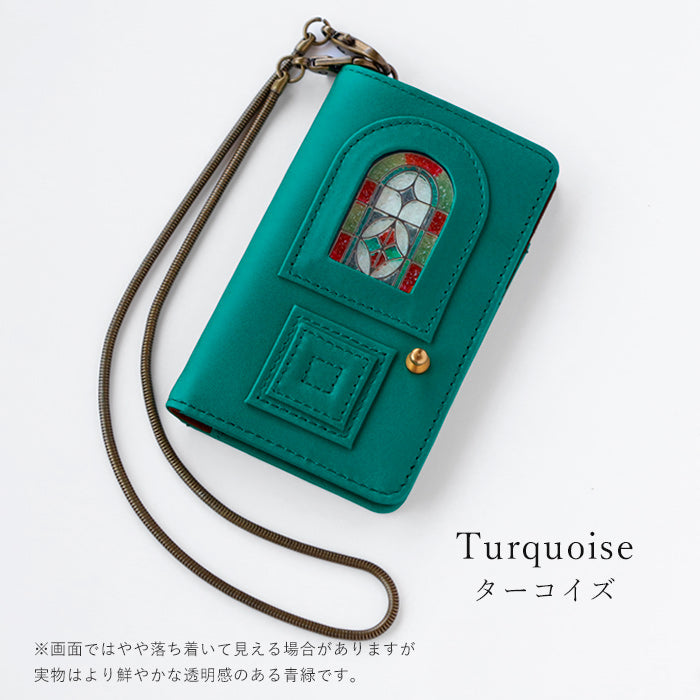 glart(グラート) パスケース ステンドグラス アンティークドア アノネイ アンタレスレザー レディース [H0213] リアルガラス 本革 革財布 革小物 ブランド