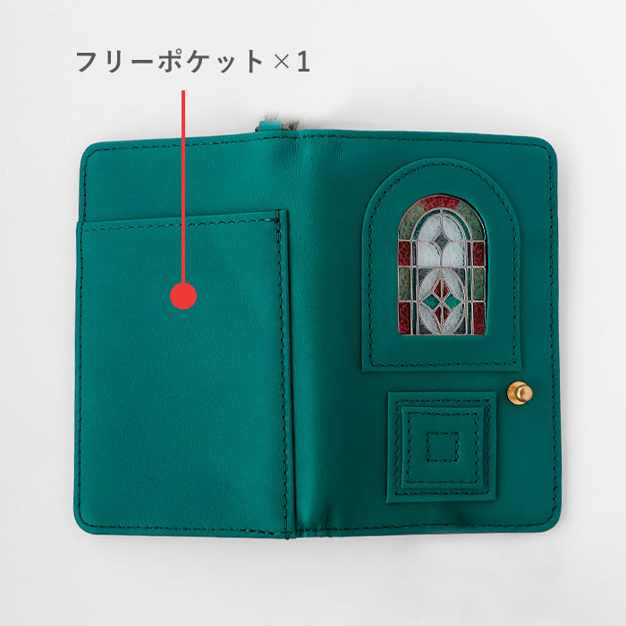 glart(グラート) パスケース ステンドグラス アンティークドア アノネイ アンタレスレザー レディース [H0213] リアルガラス 本革 革財布 革小物 ブランド