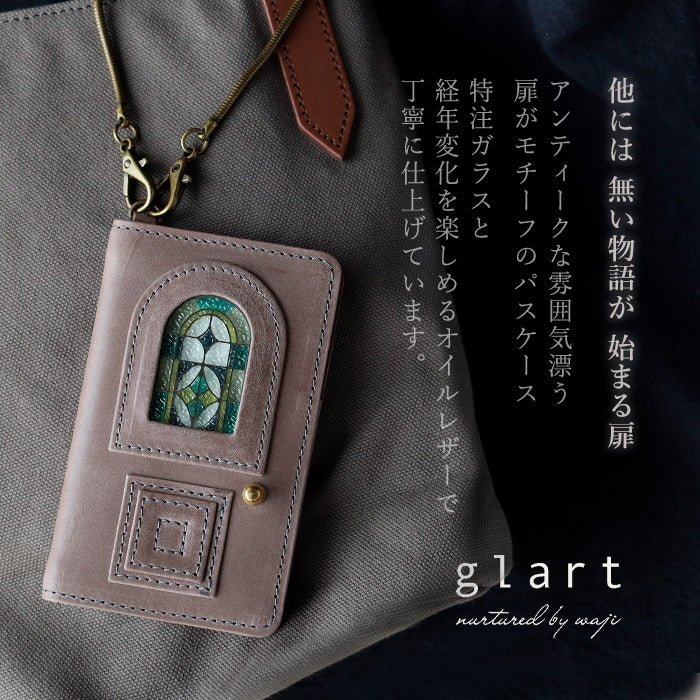 glart Stained Glass Antique Door Pass Case, Light Gray, Women's [H0213-LGY]