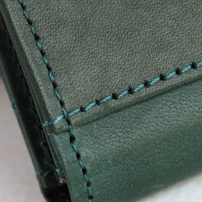 glart Stained Glass Antique Door Business Card Holder, Navy Green Women's [H0218-NVGRN] Real Glass Genuine Leather Leather Accessories Brand: waji