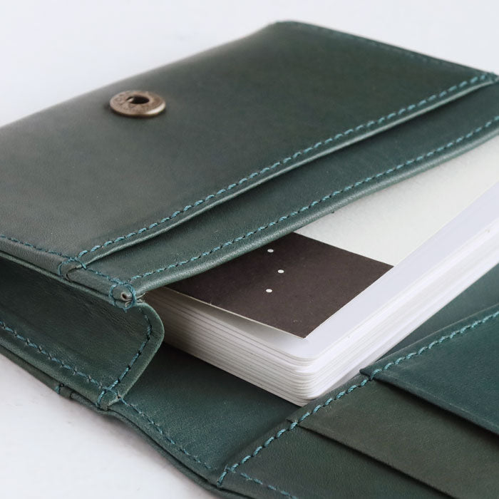 glart Stained Glass Antique Door Business Card Holder, Navy Green Women's [H0218-NVGRN] Real Glass Genuine Leather Leather Accessories Brand: waji