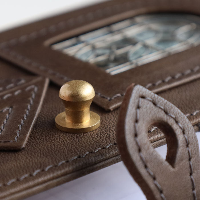 glart (グラート) M5 システム手帳カバー ステンドグラス アンティークドア モノクローム [H0220-MONO]リアルガラス 本革 革財布 革小物 ブランド a6 5穴