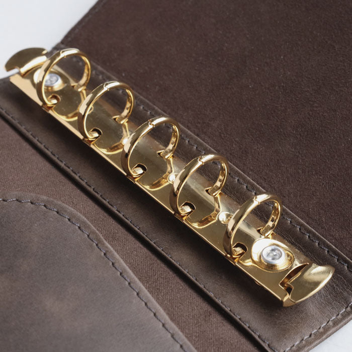 glart M5 size System Notebook Cover Stained Glass Antique Door Monochrome [H0220-MONO] Real Glass Genuine Leather Leather Goods Brand