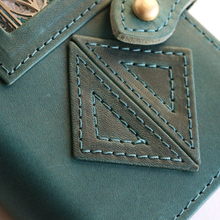 glart M5 Stained Glass Antique Door System Planner Cover, Navy Green [H0220-NVGRN] Real Glass, Genuine Leather, Leather Wallet, Leather Accessories, Brand Name, A6 Size, 5-Hole 