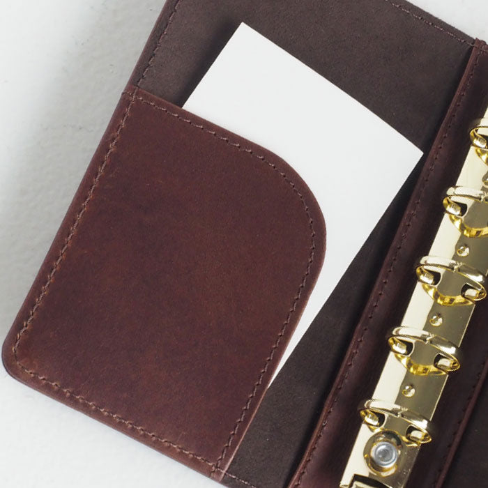 glart M5 System Notebook Cover Stained Glass Antique Door Sepia [H0220-SEPIA] Real Glass Genuine Leather Leather Wallet Leather Goods Brand A6 5 Holes