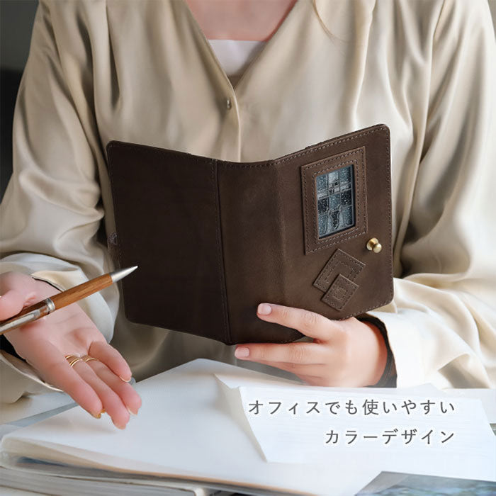 glart (グラート) M6 システム手帳カバー ステンドグラス アンティークドア モノクローム [H0221-MONO]リアルガラス 本革 革財布 革小物 ブランド ミニ6穴