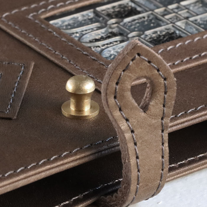 glart M6 Stained Glass Antique Door Monochrome System Organizer Cover [H0221-MONO] Real Glass, Genuine Leather, Leather Wallet, Leather Accessories, Brand Name, Mini 6-Hole 