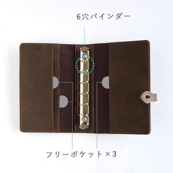 glart M6 Stained Glass Antique Door Monochrome System Organizer Cover [H0221-MONO] Real Glass, Genuine Leather, Leather Wallet, Leather Accessories, Brand Name, Mini 6-Hole 