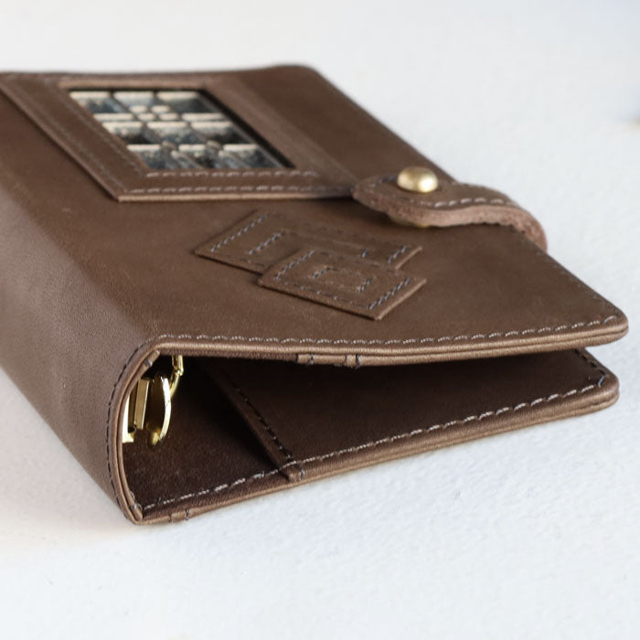 glart M6 Stained Glass Antique Door Monochrome System Organizer Cover [H0221-MONO] Real Glass, Genuine Leather, Leather Wallet, Leather Accessories, Brand Name, Mini 6-Hole 