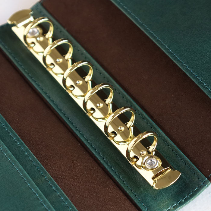 glart M6 Stained Glass Antique Door System Planner Cover, Navy Green [H0221-NVGRN] Real Glass, Genuine Leather, Leather Wallet, Leather Accessories, Brand Name, Mini 6-Hole 