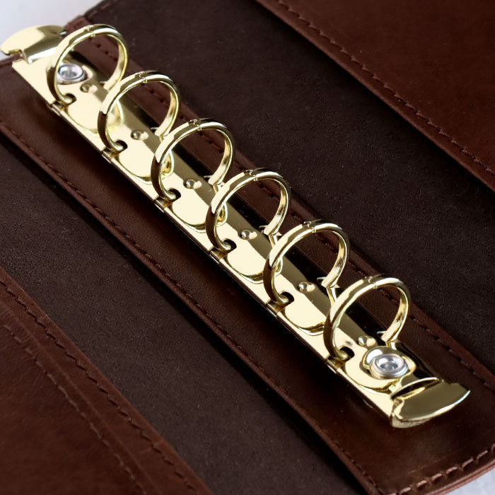 glart M6 Stained Glass Antique Door Sepia System Organizer Cover [H0221-SEPIA] Real Glass, Genuine Leather, Leather Wallet, Leather Accessories, Brand Name, Mini 6-Hole 