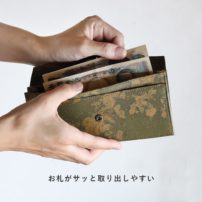 [2 colors] keu Rust-Aging Leather Slim Wallet Men's & Women's [H1312] waji Rust Leather Leather Wallet Brand